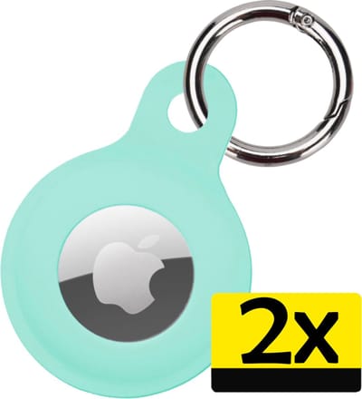 Hoesje Geschikt voor Apple AirTag Hoesje Sleutelhanger Houder - Siliconen Hoesje Geschikt voor Apple AirTag Hoesje - Turquoise - 2 Stuks