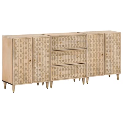 vidaXL - Bijzetkasten - 3 - st - 60x33x75 - cm - massief - mangohout