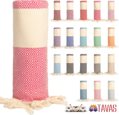 Tavas Hamamdoek Fuchsia Strandlaken %100 Katoen XL Saunalaken 100 x 180 cm Badhanddoek Groot Douchelaken Dames Hotel Handdoek Pestemal Fouta Pareo Yoga Deken Heren