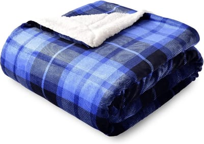 Luxe Dubbelzijdige Geruite Sherpa Fleece Sprei Deken Super Zacht 150x200 cm