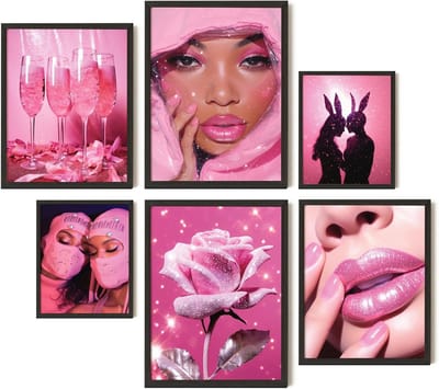 Roze Esthetische Muurdecoratie Set - Trendy Roze Collage Posters voor Meisjeskamer Decoratie