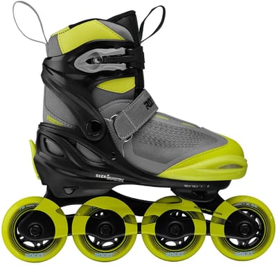 Roces Moody X TIF Boy Verstelbare Skeelers Kinderen - Inline Skates - Meegroei Skates - Grijs Groen - Maat 30-35