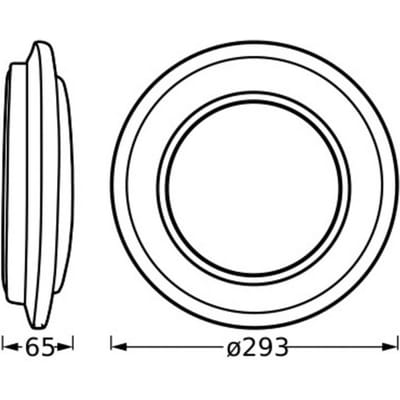 OSRAM ORBIS BERLIN LED plafondlamp 300mm, zwart, 16W, 2000lm, warm witte lichtkleur, zeer homogene lichtverdeling, long life, niet vervangbare LED module, rond, IP20, 3000K.