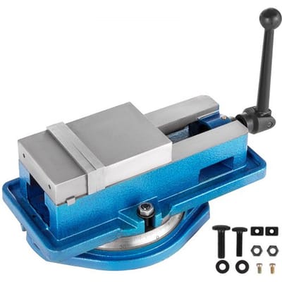 VEVOR schroefklem bankschroef 100 mm, tafelbankschroef 100 mm, werkbankklemmen 16 kg, professionele metalen gietijzeren bankschroef voor kolomboormachines met brede bekken