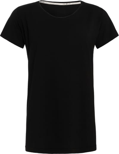 Knit Factory Lily Shirt - Dames shirt met ronde hals - T-shirt met korte mouwen - Shirt voor het voorjaar en de zomer - Superzacht - Shirt gemaakt van 96% viscose & 4% elastaan - Zwart - S