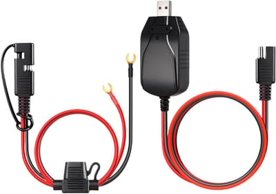 Acculader Motorfiets - Druppellader Onderhoudslader - Accu Onderhoud - Met USB Oplaadfunctie - 180 cm - Zwart