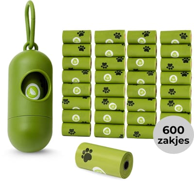 Lomera Biologisch Afbreekbare Poepzakjes - Poepzakjes Met Dispenser - Hondenpoepzakjes - 600 Zakjes - 30 Rollen - Gemakkelijk Af Te Scheuren