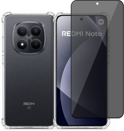 Hoesje geschikt voor Xiaomi Redmi Note 15 4G / Note 15 5G / Poco M8 5G – CrystalClear Back Cover – Schokbestendig – Privacy Screenprotector Full Cover