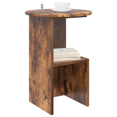 vidaXL - Bijzettafel - Gerookt - eiken - Ø - 39,5 - x - 55 - cm - Bewerkt - hout