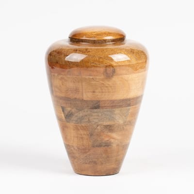 Houten Urn Middel 2 liter Conisch Lichtbruin met Glansafwerking - Urn voor Menselijke As - Crematie Urn voor As Volwassenen