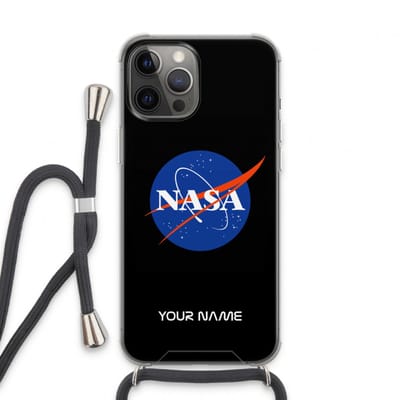 Gepersonaliseerd - Case Company® - Hoesje met koord geschikt voor iPhone 13 Pro Max hoesje met Koord - NASA - Telefoonhoesje met Zwart Koord - Extra Bescherming aan alle Kanten en Over de Schermrand
