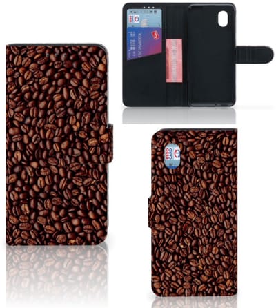 Koffiebonen Hoesje Alcatel 1B (2020) Bruin Kunstleer Met Kaartvakjes En Bescherming | Book Case