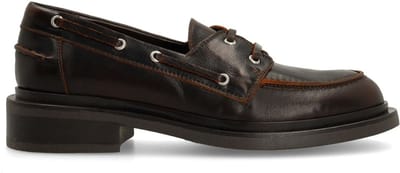 Manfield - Dames - Bruine leren bootschoenen - Maat 39