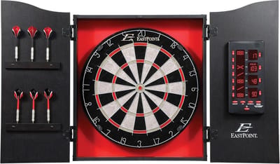 Dartbord met Kast, Elektronisch Scorebord en Zes Steeltjes