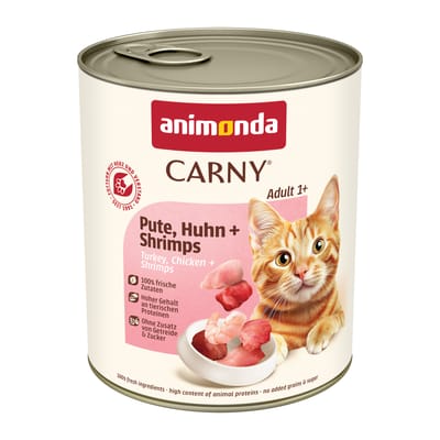 6x800g Adult Kalkoen, Kip & Garnaal Animonda Carny Kattenvoer