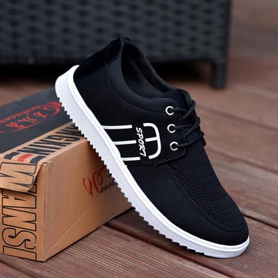 Mode Heren Casual Schoenen Stijl Comfortabel Antislip Platte Sneakers Heren Outdoor Veelzijdige Veterschoenen Canvas Schoenen Tenis Masculino 44 black