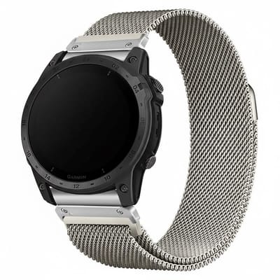 Milanees bandje - geschikt voor Garmin Fenix 5 (PLUS) / 6 (Pro) / 7 (Pro) / 8 (47 mm) / E (47 mm) / Epix (Pro) (2) 47 mm / Approach S60/S62/S70 47 mm / MARQ / Instinct 1/2/3 (45mm) - starlight