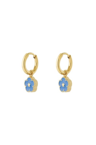 Bijoutheek Oorhangers Bloem Geribbeld Blauw