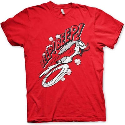 Looney Tunes Heren Tshirt -S- Road Runner BEEP BEEP Rood