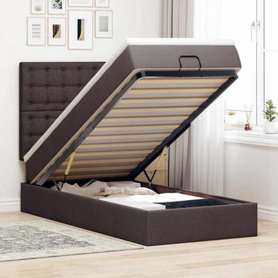 vidaXL - Bed - met - matras - 100x200 - cm - stof - donkerbruin