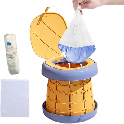 Draagbaar Kinderpotje - Opvouwbaar Toilet - Zindelijkheidstraining Onderweg - Anti-slip Bodem - 30 x 28.3 x 11.7 cm - Geel