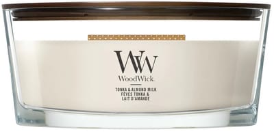 WoodWick Hearthwick - Tonka & Almond Milk - Ellipse Geurkaars - 50 branduren