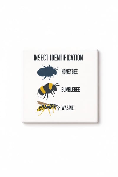 Grappige Insecten Identificatie Keramische Tegel – Honingbij Hommel Waspie Wanddecoratie Cadeau voor Bijenliefhebbers