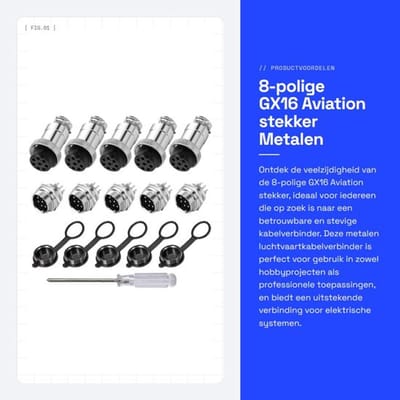 Dailygoods - 8-polige Gx16 Aviation stekker - Metalen