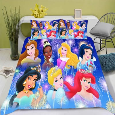 Disney Prinses Serie 100% Polyester Beddengoed Set Dekbedovertrek Voor Thuis 3-Delige Set 1 Dekbedovertrek Anime Schattig Bedrukt Cartoon AU Double(180*210cm)3pcs