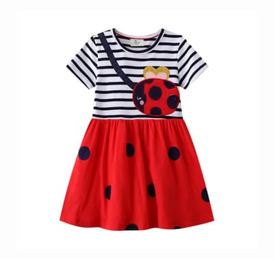 Meisjes Jurk Lieveheersbeestje- Kinderjurk - Kleding