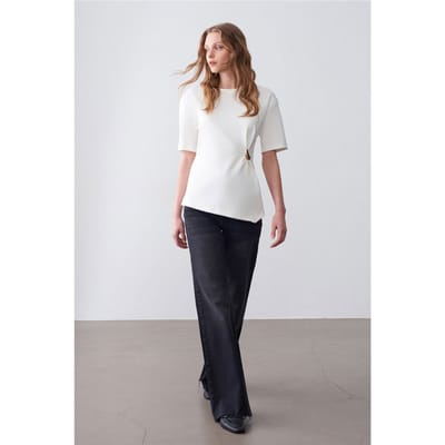 Dames T-shirt met ronde hals en korte mouwen