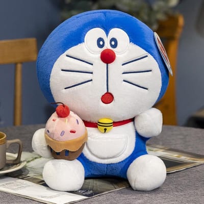 Anime Doraemon Gâteau Popcorn Peluche Kawaii Style Japonais Série Dessert Poupée en Peluche Oreiller Câlin Jouets Dessin Animé Cadeau d'Anniversaire 20cm