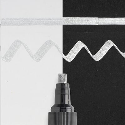 Kalligrafie Marker - Schrijver Pen - Decoratief Schrijven - Water- en Lichtbestendig - 50 mm punt - Zilver