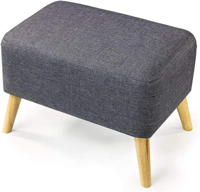 Voetenbank Vierkant - Ottomaanse Kruk - Ontspannen Zitten - Afneembare Linnen Hoes - 65 x 45 x 45 cm - Grijs