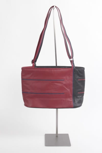 Leren tas Helsinki A4 zwart, donkerrood, donkerpaars