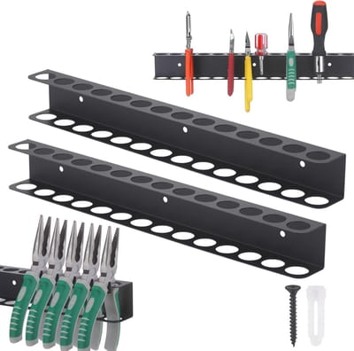 Gereedschaphouder - 2 stuks - Wandrek - 40 cm - Zwart - Aluminium Gereedschapsrek - Ophangsysteem - Gereedschapsorganizer