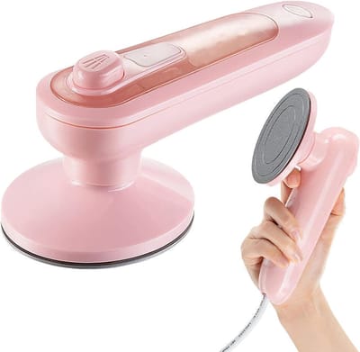 Draagbare kledingstomer, huishoudelijke stoomstrijkijzer voor textiel, 100 ml, mini, draagbaar, verticaal, snel verwarmend, voor het strijken van kleding (roze)
