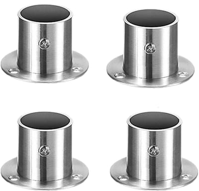 Dailygoods- Gordijnsteun Heavy Duty - Gordijnhouder - Flens Beugel - Roestvrij Staal - 4 Stuks - Voor Buizen tot 32mm