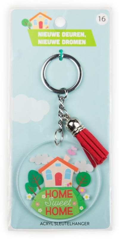 Sleutelhanger met kwastje | Acryl sleutelhanger – Home sweet home