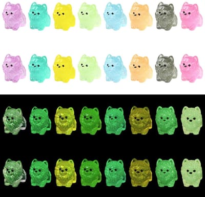 Dailygoods- Hondenbeeldjes Glow in The Dark - 40 Stuks - Miniatuur Accessoires - DIY Micro Landschap - Nachtlampje - Perfecte Afmetingen 15 mm x 19 mm - Dierenbeeldjes