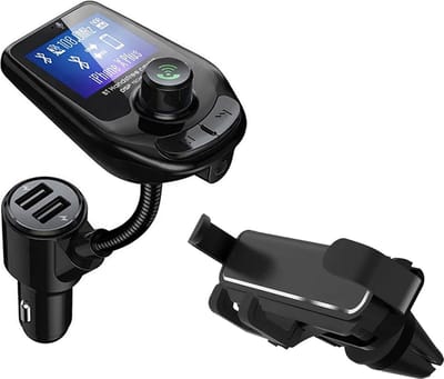 Slimtron D4 FM Transmitter Carkit met Force G1 Autohouder - Carkit autoset - Telefoonhouder - Universeel - Geschikt voor smartphones - Bluetooth carkit met micro-SD kaartsleuf (iPhone, Samsung, LG, Huawei, Oppo & meer)