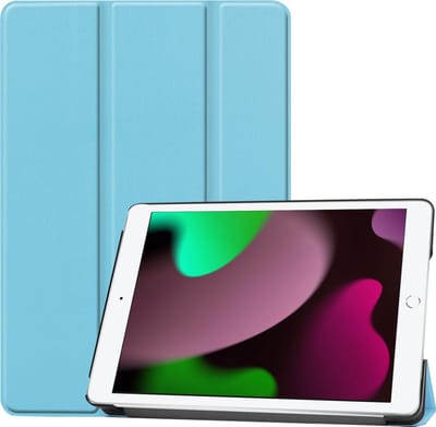 Hoes - Geschikt voor Apple iPad 9 (2021) - 10.2 inch - 9e Generatie - Dun & Stevig - Trifold Bookcase - Hard Cover - Hardcover Book Case - Tablet Hoesje - Lichtblauw