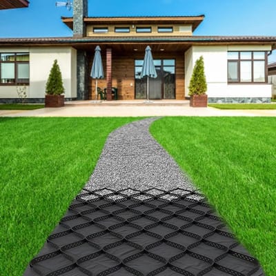 Grind Stabilisator Rooster - Bodem Stabilisatie - Tuinpad Aanleggen - Duurzaam Materiaal - 5x5m - Zwart