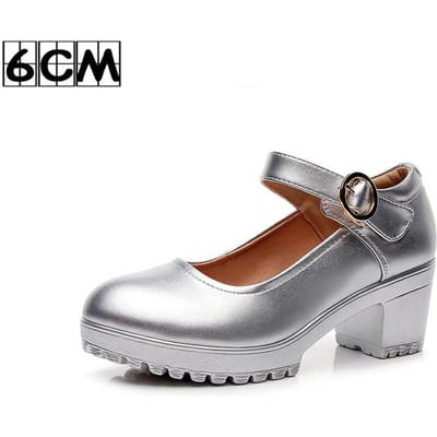 Mode Ondiepe Mary Janes Platform Pumps met Dikke Zool Dames Blok Hoge Hak Schoenen voor Kantoorwerk Dans Bruiloft Rood 43 gray