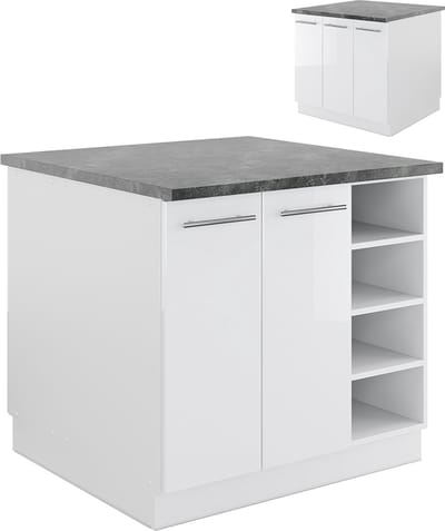 Vicco Fame-Line Keukeneiland – 90 cm zonder werkblad Wit hoogglans/wit