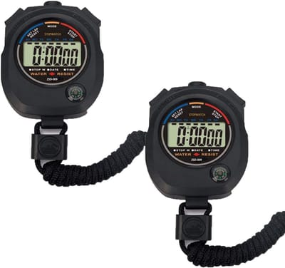 YAGXIG Stopwatch - Set van 2 timers - Multifunctionele elektronische digitale sportstopwatch - Weergave van datum en tijd - Geschikt voor sportcoaches, fitnessinstructeurs en scheidsrechters - Zwart