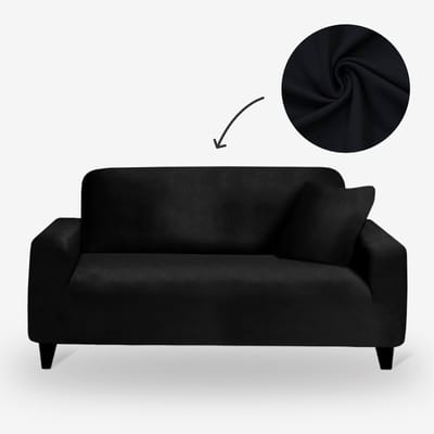 BankhoesDiscounter Basic Voorgevormde Bankhoes – M1 (80-130cm) – Zwart – Sofa Cover – Bankbeschermer – Bankhoes Stretch