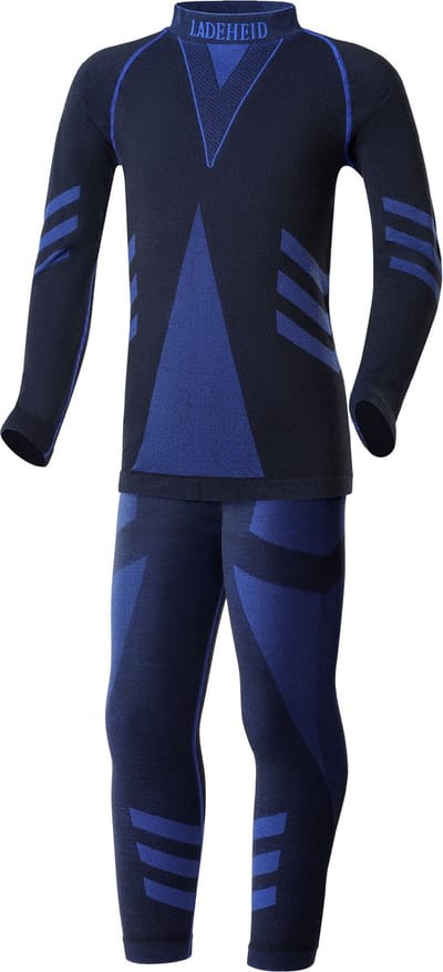Ladeheid Set Thermobroek en Thermoshirt - Thermo ondergoed - Kinderen - Meisje - Jongen - Thermokleding - Zwart/Navyblauw - 122-128 - LA-LA40-KIDS-Set