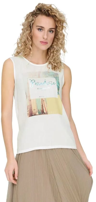 Only Flora Mouwloos T-shirt Wit S Vrouw