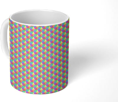 Mok - Koffiemok - Hexagon - Regenboog - Patroon - Mokken - 350 ML - Beker - Koffiemokken - Theemok